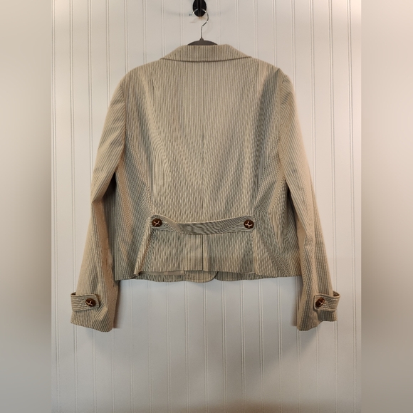 NEW Talbots Women's Tan Stripe Blazer Size 16 Cotton Blend Classic Chic Career - Picture 2 of 9